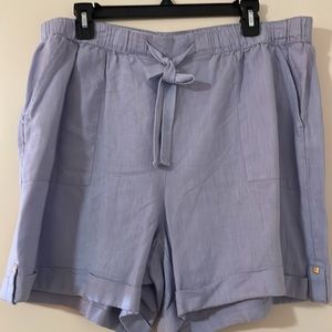 Light Blue Linen Ellen Tracy Linen 17” Shorts, XL